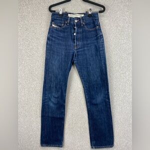 Diesel jeans dark wash button fly size 27 straight leg mid to high rise Italy